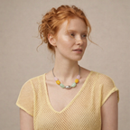 Geometric Pastel Resin Bead Necklace, Modern Chunky Statement Jewelry
