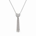 Stainless Steel Heart Tassel Necklace, Silver Chain Pendant, Minimalist Long Jewelry