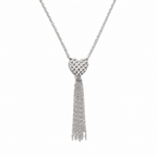 Stainless Steel Heart Tassel Necklace, Silver Chain Pendant, Minimalist Long Jewelry