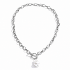 Baroque Pearl Jewelry Set – Silver Stainless Steel Necklace & Bracelet