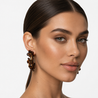 Resin Flower Hoop Earrings: Gold Plated Stainless Steel, Tortoiseshell Amber Vacation Jewelry