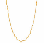 18K Gold Wavy Link Necklace – Stainless Steel, Adjustable