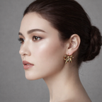 18K Gold Plated Bow Huggie Earrings, Stainless Steel Dainty Hoop Jewelry