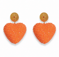 Orange Beaded Heart Drop Earrings – Crystal Candy Summer Boho Jewelry