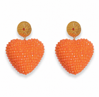 Orange Beaded Heart Drop Earrings – Crystal Candy Summer Boho Jewelry
