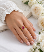 Chunky Pink Zircon Ring – 18K Gold Plated