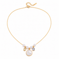 Gold Plated Pearl Necklace – Stainless Steel, Zircon Pendant