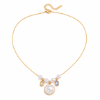 Gold Plated Pearl Necklace – Stainless Steel, Zircon Pendant