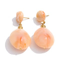 Beige Resin Statement Drop Earrings – Hypoallergenic Stainless Steel Earrings