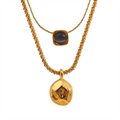 Stainless Steel Double Layer Stone Necklace