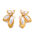 Flower Earrings – 18K Gold Pearl Stainless Steel