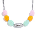Geometric Pastel Resin Bead Necklace, Modern Chunky Statement Jewelry
