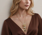 Chunky Resin Heart Pendant Necklace - Long Gold Chain