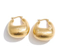 Brushed Gold Chunky Hoop Earrings, Lock Shape Dangle, Stainless Steel Statement Jewelry