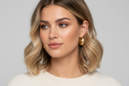 Brushed Gold Chunky Hoop Earrings, Lock Shape Dangle, Stainless Steel Statement Jewelry