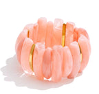 Rose Gold Chunky Resin Bracelet, Irregular Acrylic Beads, Stainless Steel Accents