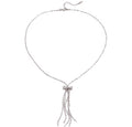 Bow Tassel Necklace, Silver Stainless Steel Dainty Pendant, Minimalist Chain Jewelry