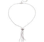 Bow Tassel Necklace, Silver Stainless Steel Dainty Pendant, Minimalist Chain Jewelry