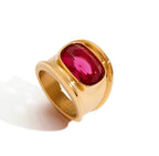 Chunky Pink Zircon Ring – 18K Gold Plated