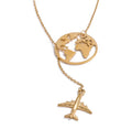 Gold Plated Airplane Necklace - Stainless Steel Travel Pendant