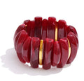 Dark Red Chunky Resin Bracelet, Irregular Acrylic Beads, Stainless Steel Accents