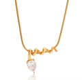 18K PVD Gold Plated Stainless Steel Teardrop Zircon Pendant Necklace