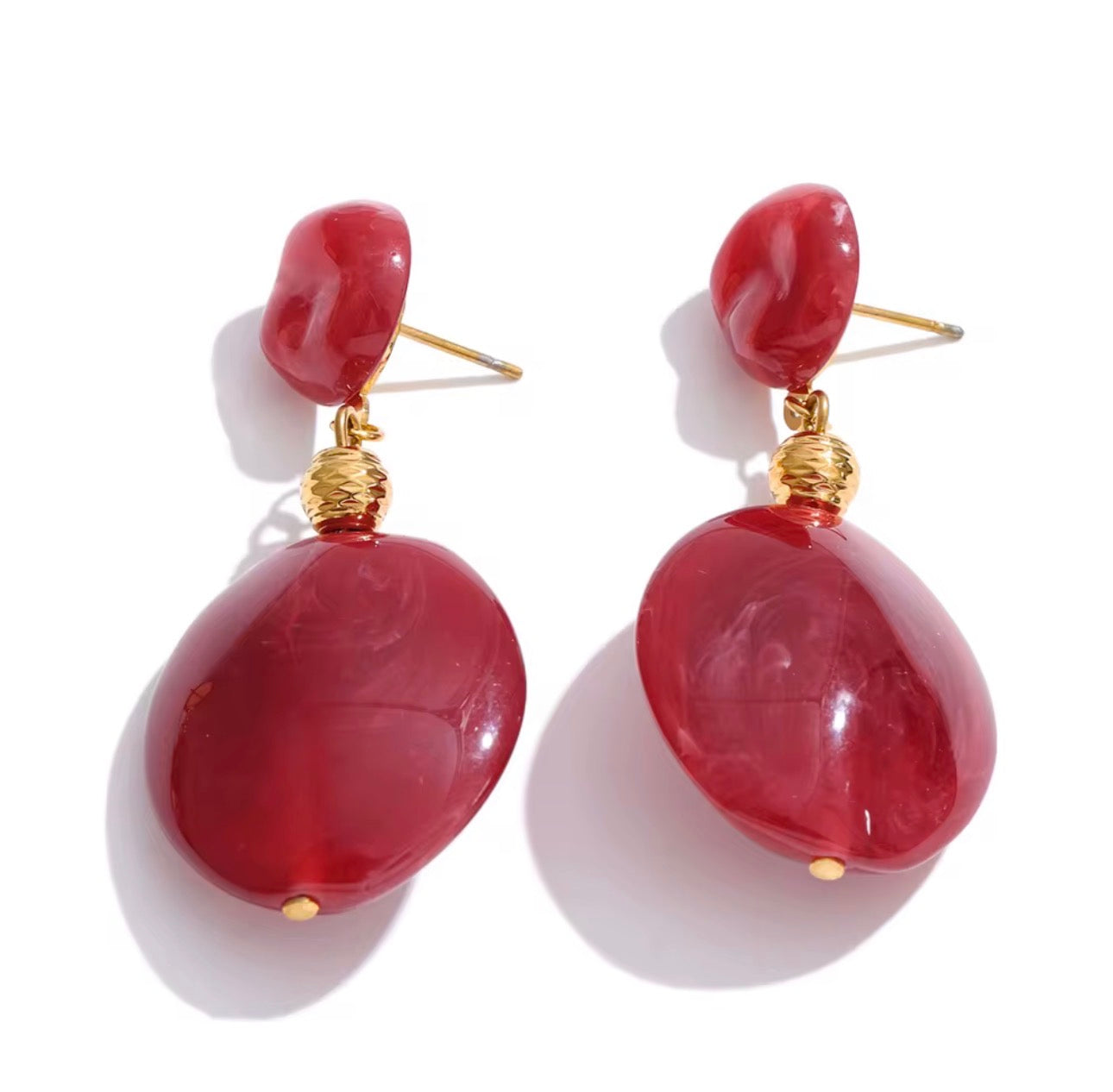 Fashionable Jewelry Resin Dangle Earrings Women Stainless Steel Hypoallergenic Statement Earrings