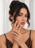 18K Gold Plated Stainless Steel Open Ring with Zircon – Minimalist Double Layer Geometric Design