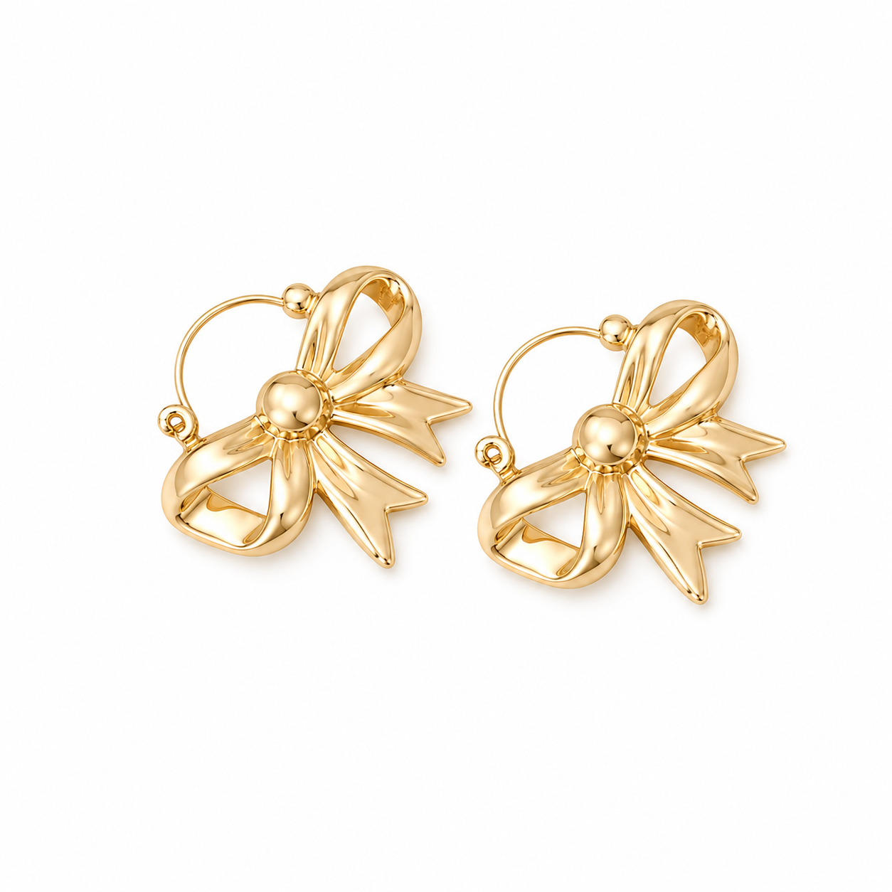 18K Gold Plated Bow Huggie Earrings, Stainless Steel Dainty Hoop Jewelry