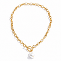 Baroque Pearl Jewelry Set – Gold Plated Stainless Steel Necklace & Bracelet