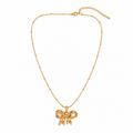 18K Gold Plated Bow Necklace, Stainless Steel Minimalist Pendant, Dainty Everyday Jewelry