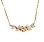 Gold Leaf CZ Pendant Necklace