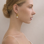 Gold Pearl Hoop Earrings (18K Stainless Steel)