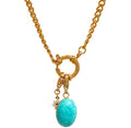 Blue Stone Pendant Necklace – Gold Stainless Steel Chain