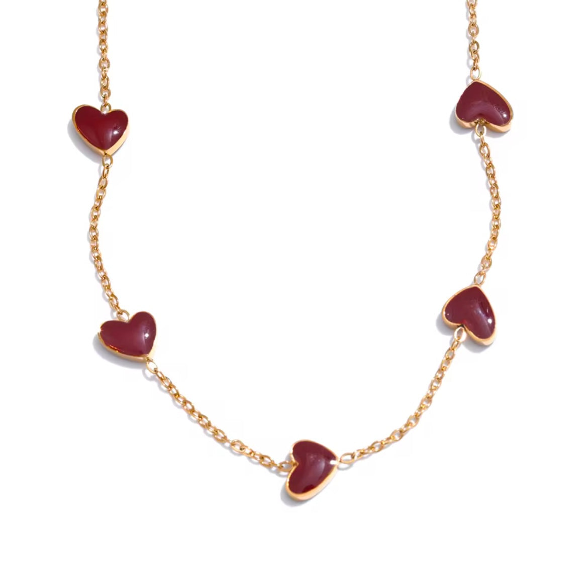 Ankara Red Heart Pendant Necklace – Stainless Steel Enamel